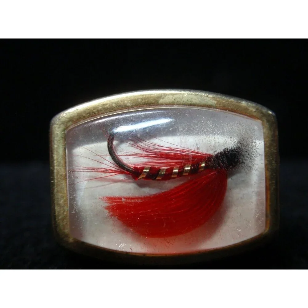 Anson Lucite and Metal Fishing Lure Cuff Links